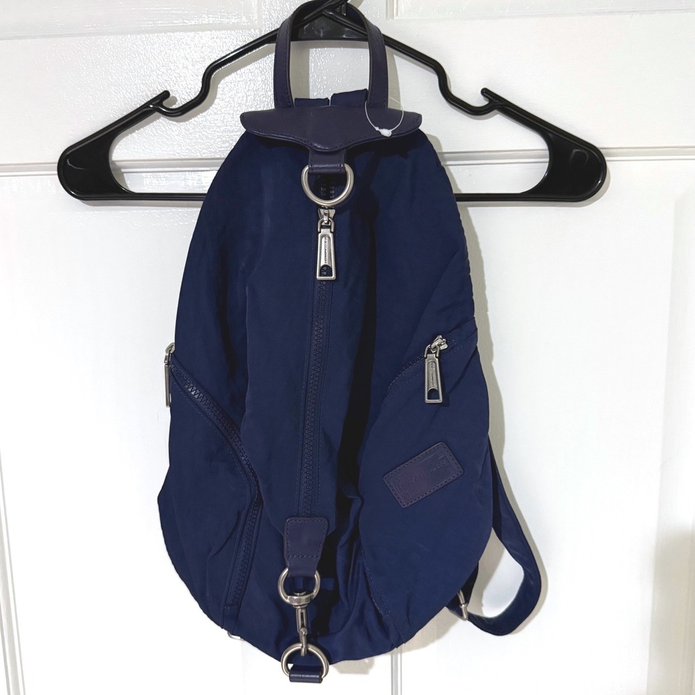 Rebecca Minkoff Julian Navy Blue Nylon Backpack Silver Hardware Medium Bag